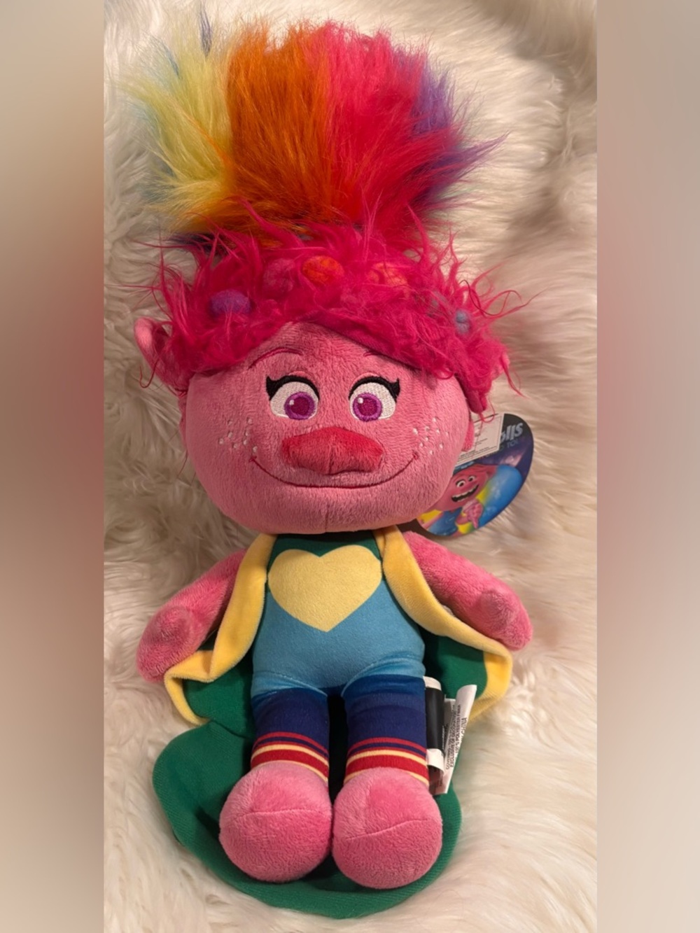 Trolls World Tour Polly Pillow Doll Pink With Rainbow Hair 21 inches